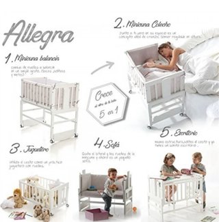 Minicuna colecho Allegra + colchon + ropa de cama
