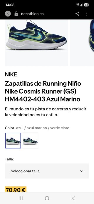 Nike Talla 41 Azul/Verde Sin Estrenar