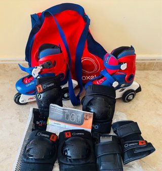 Patines Oxelo Talla 26-28. Set de 3 protectores.