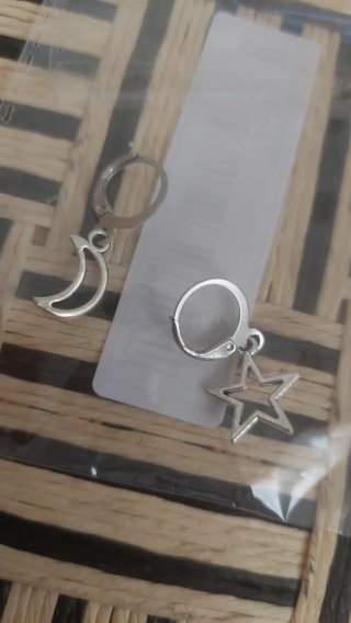 Aros Luna y Estrella Plata
