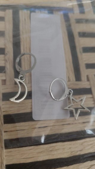 Aros Luna y Estrella Plata