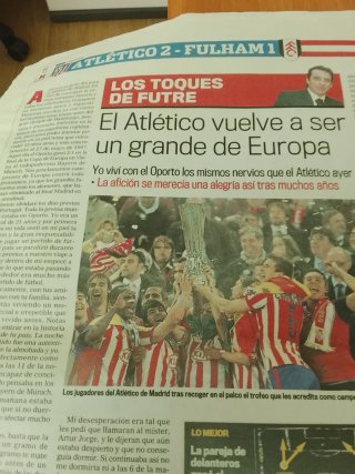 2010 Atlético 2 UEFA campeón marca y As periódicos