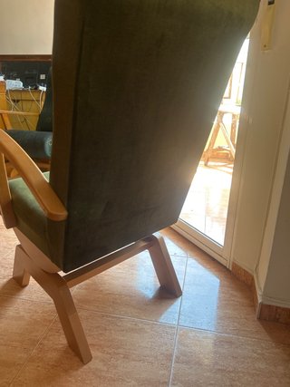 Sillón mecedora tela y madera
