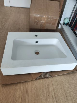 Lavabo de piedra individual blanco
