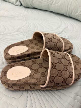 Chanclas Gucci Beige/Marrón