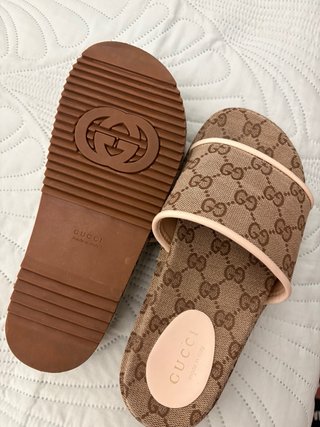 Chanclas Gucci Beige/Marrón