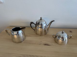 Juego de té de alpaca plateado