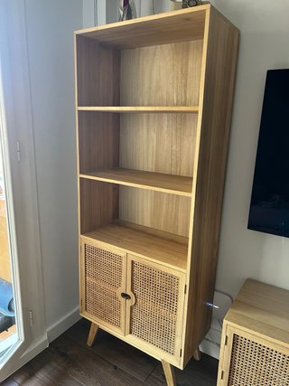 Mueble de salón TV madera y ratán SKLUM