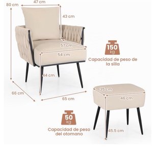 Sillón gris con reposapiés
