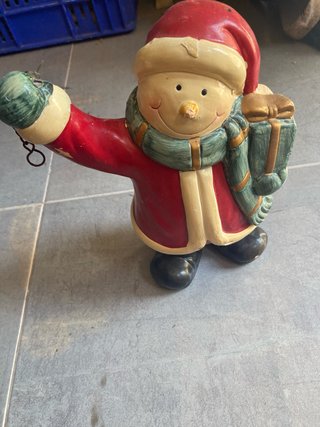 Figura cerámica muñeco nieve Navidad
