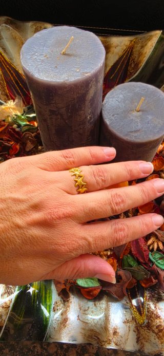 Anillo Corona Estrellas Dorado