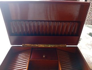 Caja antigua polipiel para puros y cigarros