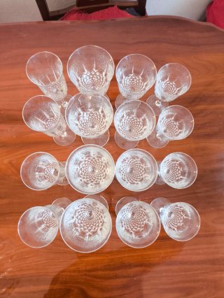 Juego 16 copas cristal tallado