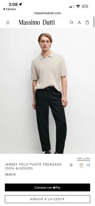 Camiseta Massimo Dutti Beige Hombre L