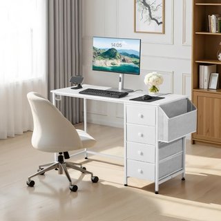 Escritorio de computadora con cajones de tela, esc