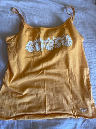 Roxy Camiseta Naranja Flores Blancas