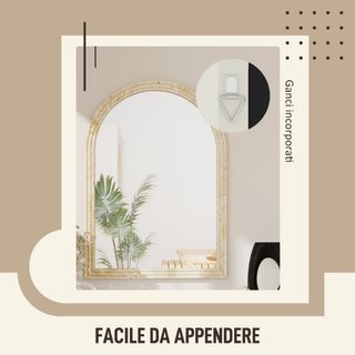 Specchio da Parete ad Arco con Bordo Scanalato e G