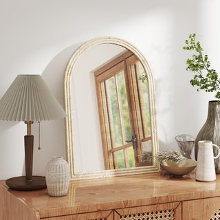 Specchio da Parete ad Arco con Bordo Scanalato e G