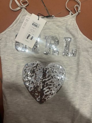 Mono corto niña GIRL con corazón lentejuelas