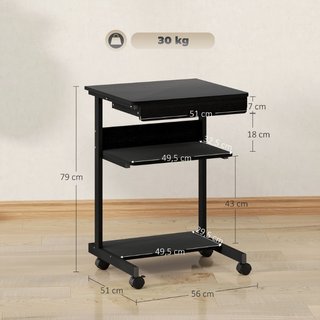 escritorio con cajón deslizante, 2 estantes y 4 ca