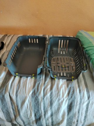 Transportín gato/perro pequeño gris y amarillo