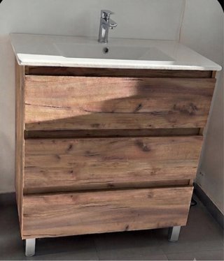 Mueble baño 80cm + lavabo + grifo + espejo LED