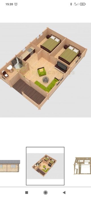 Casa de madera de 50 metros cuadrados.