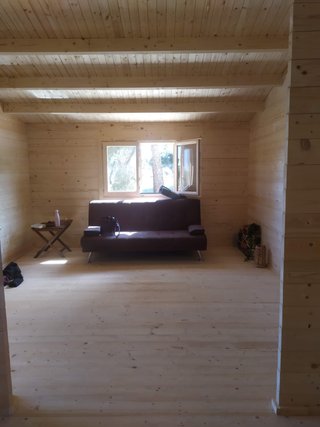 Casa de madera de 50 metros cuadrados.