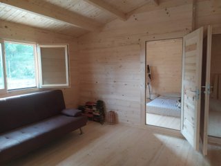 Casa de madera de 50 metros cuadrados.