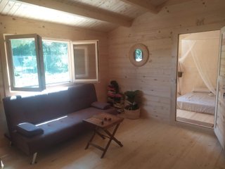 Casa de madera de 50 metros cuadrados.
