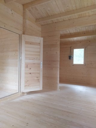 Casa de madera de 50 metros cuadrados.