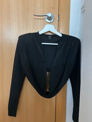 Top Shein brillos escote manga larga
