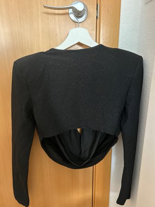 Top Shein brillos escote manga larga