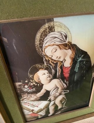 Icona religiosa Rara con Madonna con Bambino