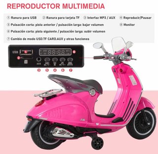 Moto Vespa Eléctrica Infantil 6V Rosa