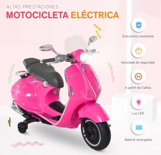 Moto Vespa Eléctrica Infantil 6V Rosa