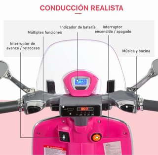 Moto Vespa Eléctrica Infantil 6V Rosa
