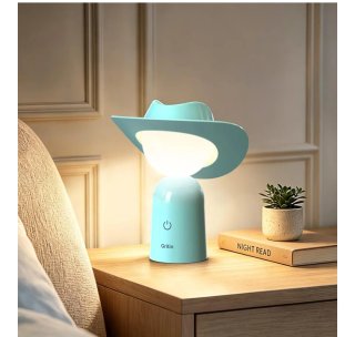 Lámpara LED sombrero vaquero azul.