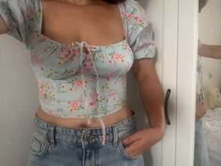 Top floral bonito turquesa