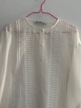 Camisa boho chic semi trasparente Zara XS blanco