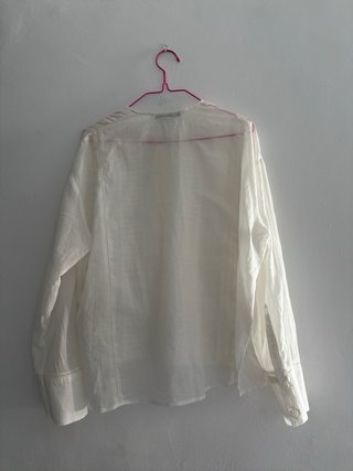 Camisa boho chic semi trasparente Zara XS blanco