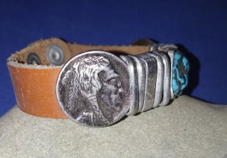 Bracciale Navajo Cuoio e Turchese