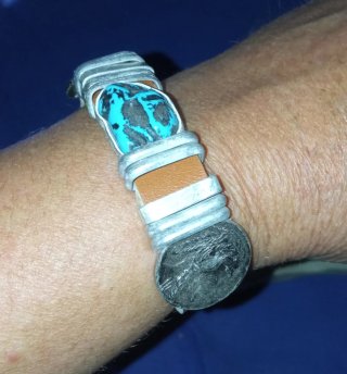 Bracciale Navajo Cuoio e Turchese