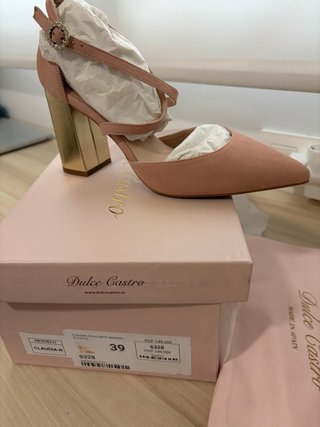 Zapatos fiesta Dulce Castro Talla 39 Rosa y Dorado