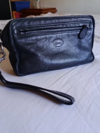 Bolso de mano de cuero genuino para hombre
