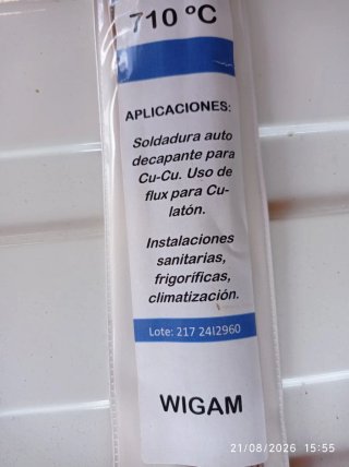 Varilla soldadura fuerte WIGAM Ag 5%