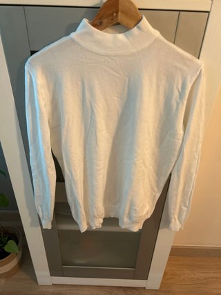 Jersey blanco cuello alto mujer