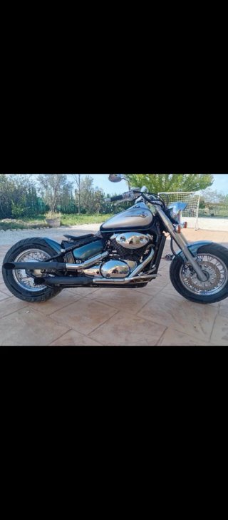 Moto Cruiser Verde y Plata