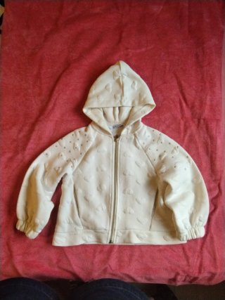 Sudadera niña cruda con cremallera y gorro