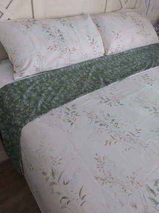 Funda Nórdica Verde y Blanca REVERSIBLE.